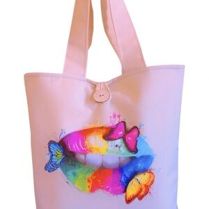 Colorful Lips and Butterflies Tote Bag